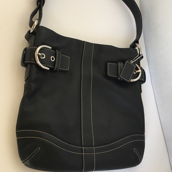 Black Coach Shoulder Bag with Silver Hardware - Picture 2 of 9